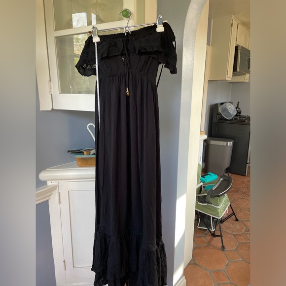 Free People Endless Summer Moonlight Ocean off-shoulder Maxi, Black, Small - Picture 8 of 16